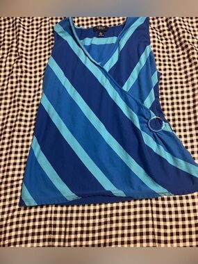 Chaps Blue & Teal Striped Cotton tank top